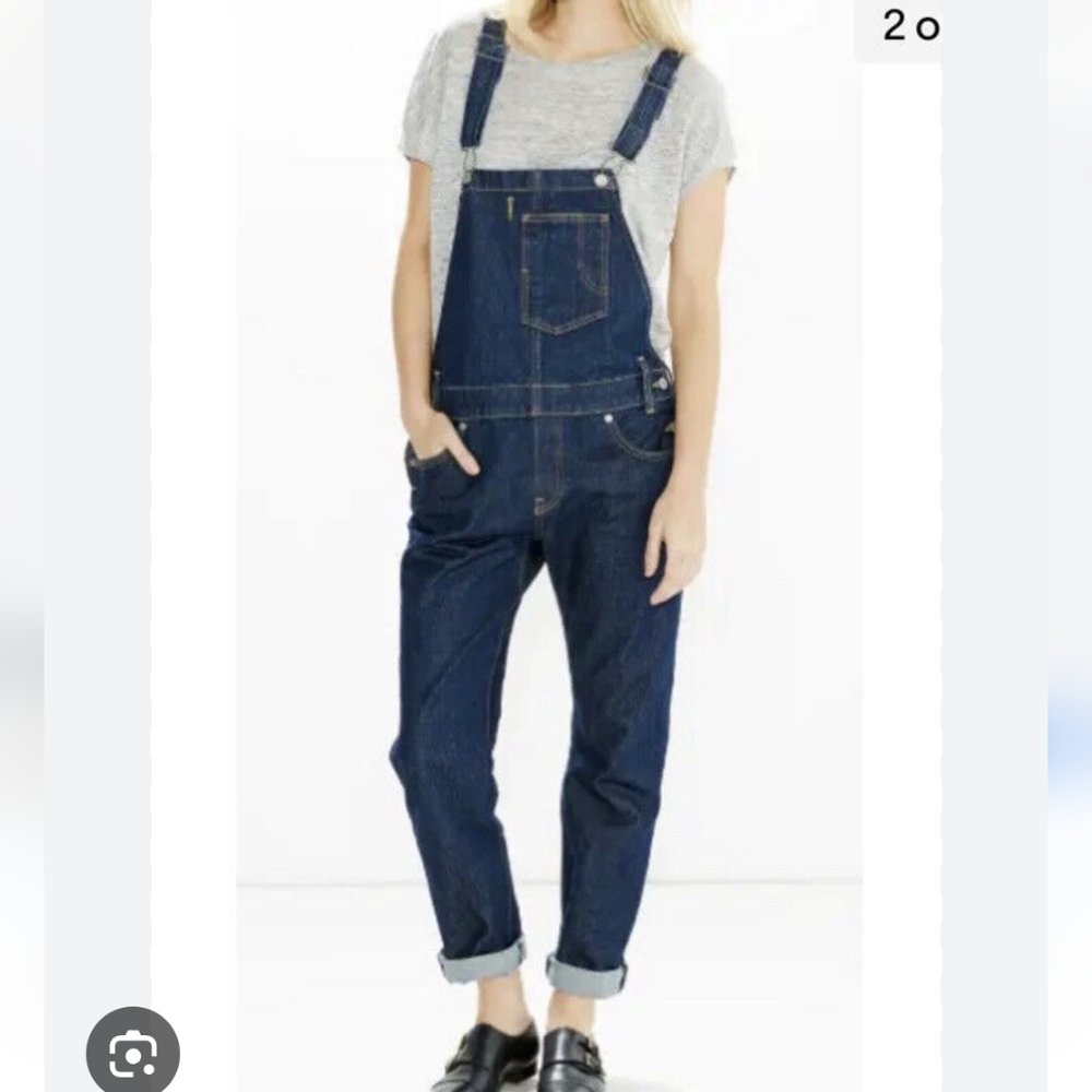 Levi's Cotton Dark Wash Denim Bib Overalls Straight Leg Size Small